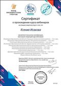 Сертификат "Воспитатели России" о прохождении курса вебинаров общим объемом 30 учебных часов.